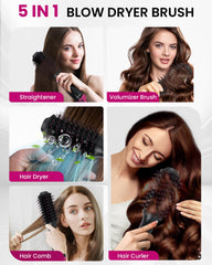 PENUIO hair-dryer-brush oval barrel lifts roots for volume