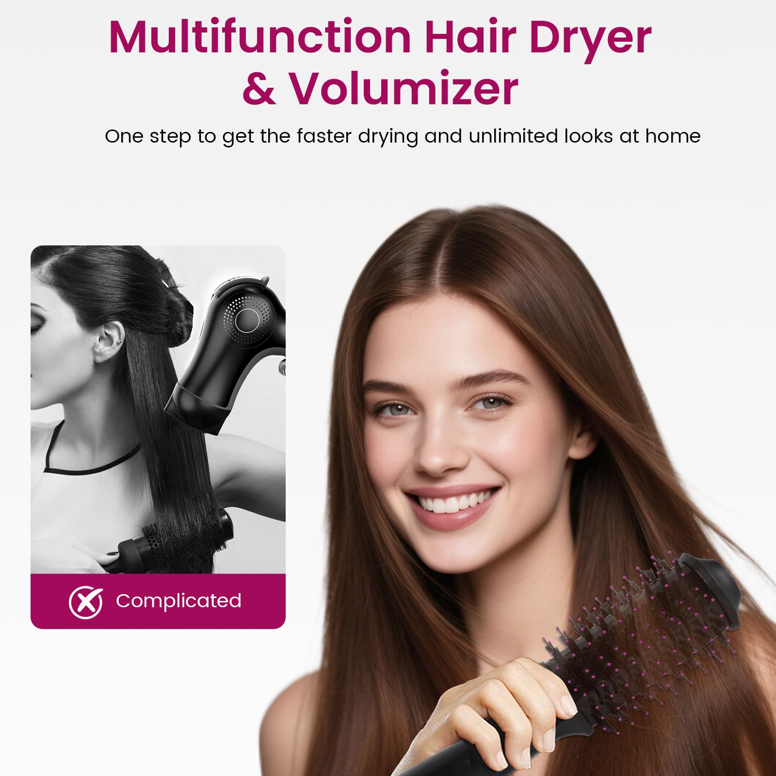 PENUIO hair dryer brush smart oval barrel boosts root volume