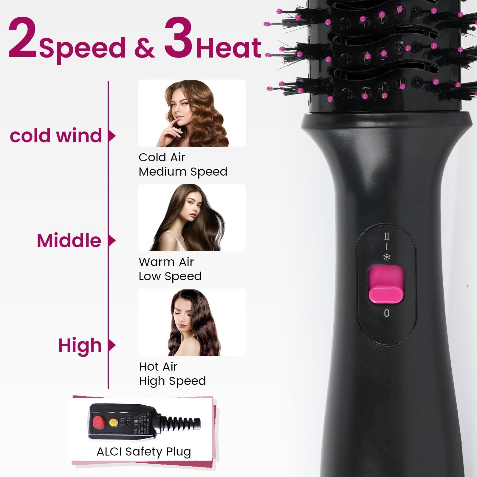 PENUIO hair dryer brush three heat settings suit every hair type