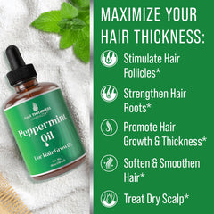 Hair Thickness Maximizer peppermint oil drops close-up.