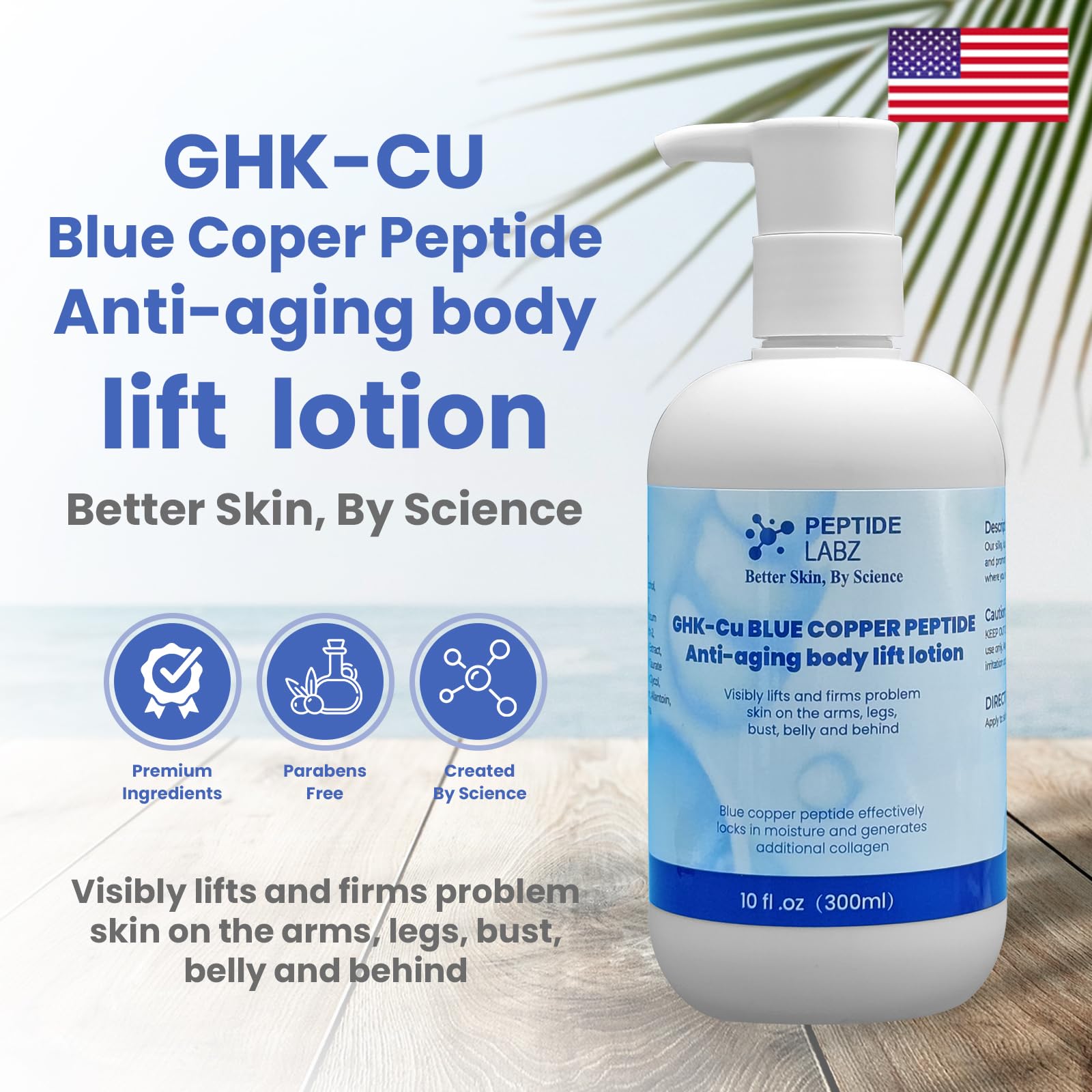 PeptideLabz copper peptide body lotion soft-finish on skin after absorption.