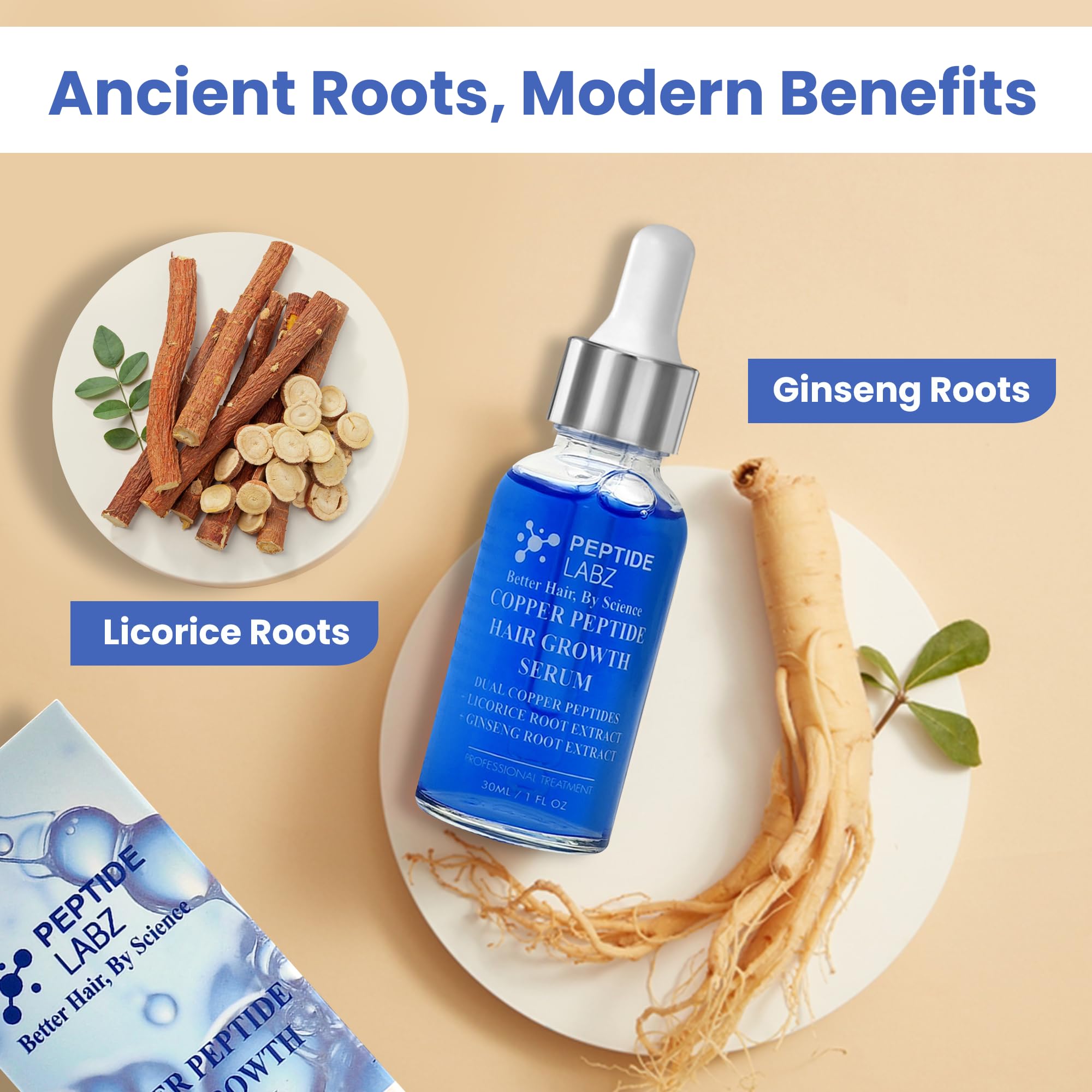 PeptideLabz Licorice-Root Extract ingredient closeup signals botanical scalp care.