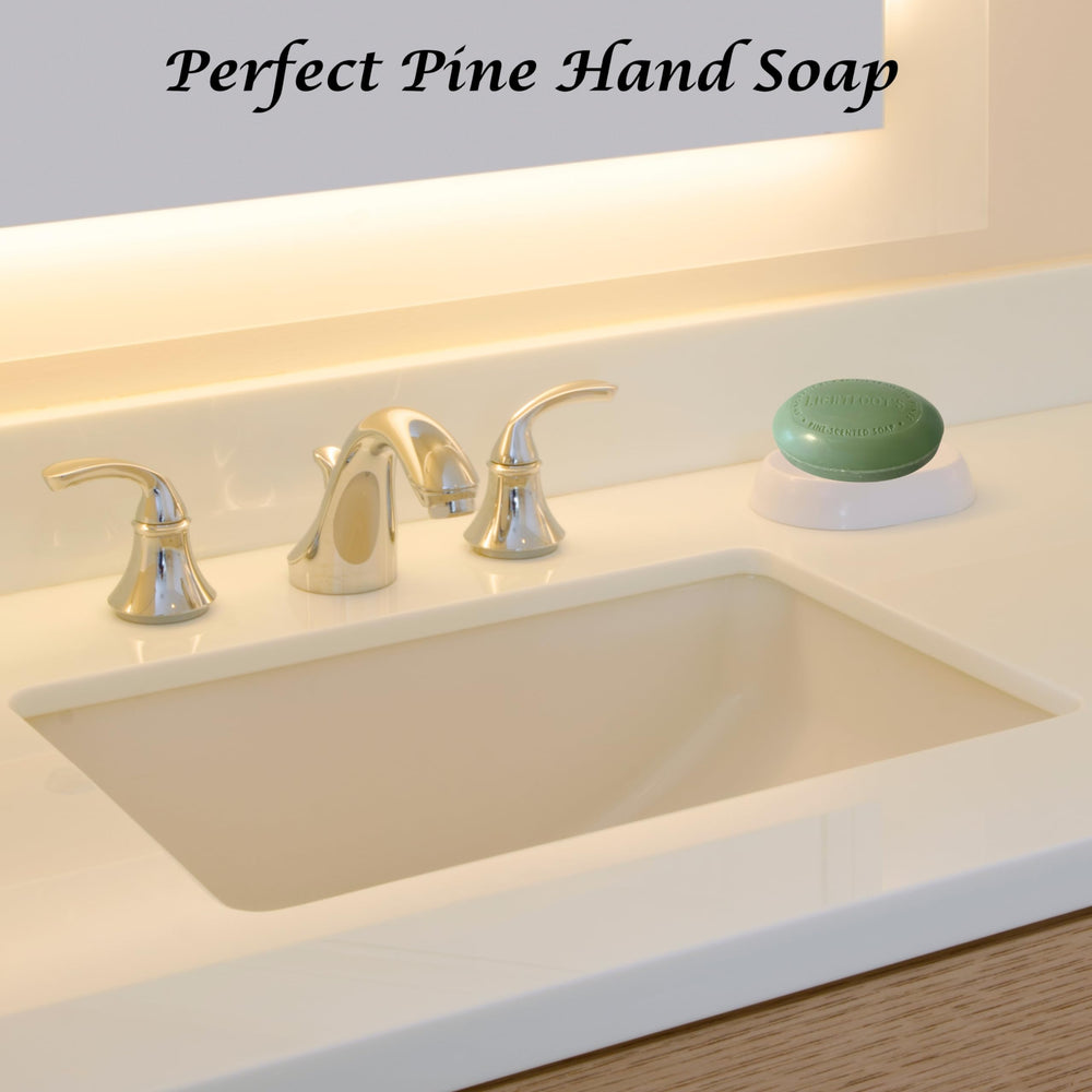 Perdy Good Lightfoot Pine Soap closeup highlights natural ingredients and pine aroma.