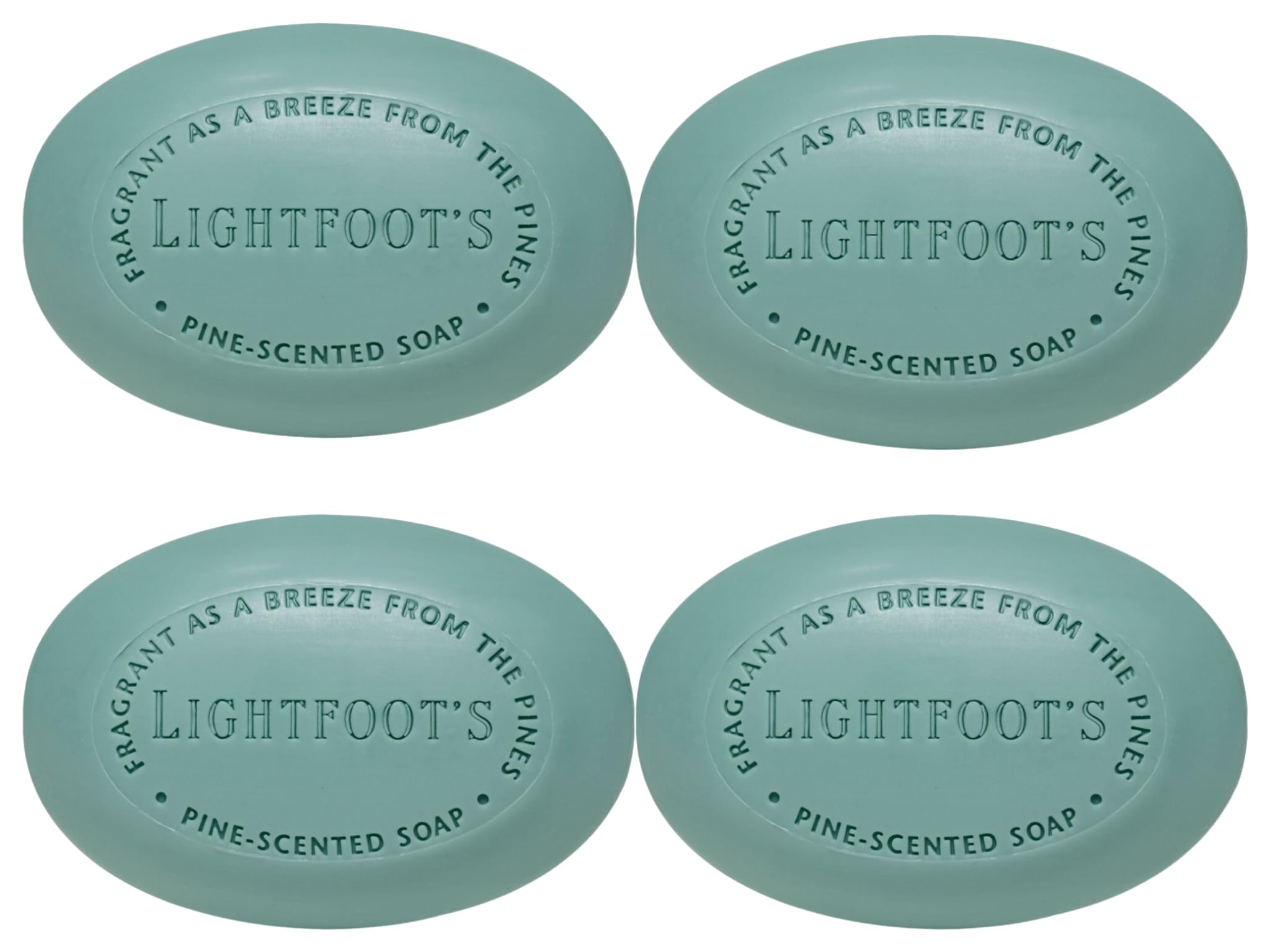 Perdy Good Lightfoot Pine Soap four-bar pack front view for pine-scented cleansing.