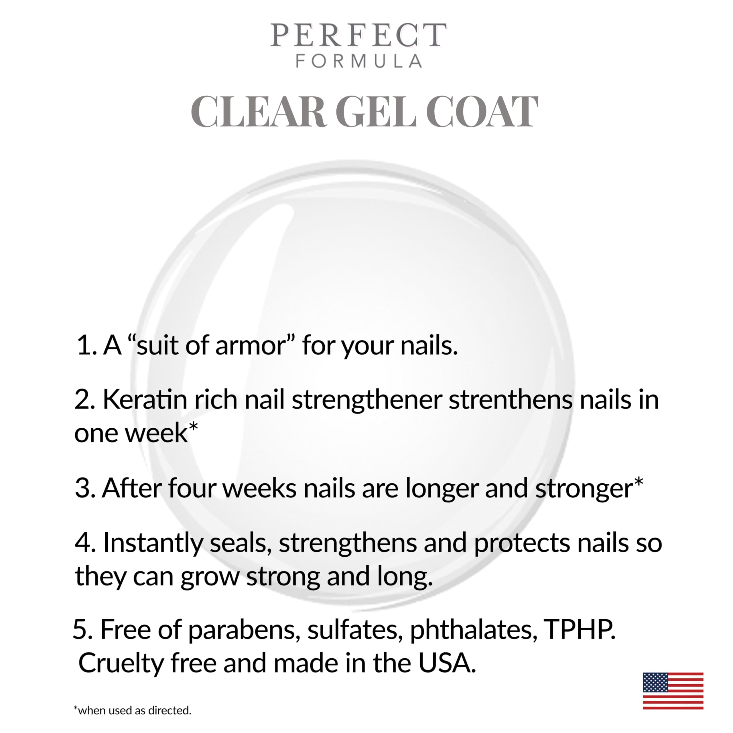Perfect Formula Clear Gel Coat brush-stroke demonstrates fast-dry top coat for busy mornings.
