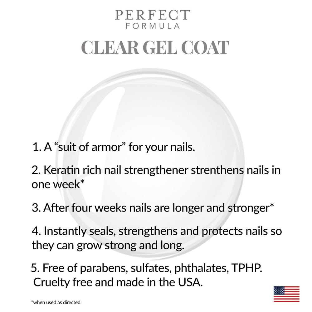 Perfect Formula Clear Gel Coat brush-stroke demonstrates fast-dry top coat for busy mornings.