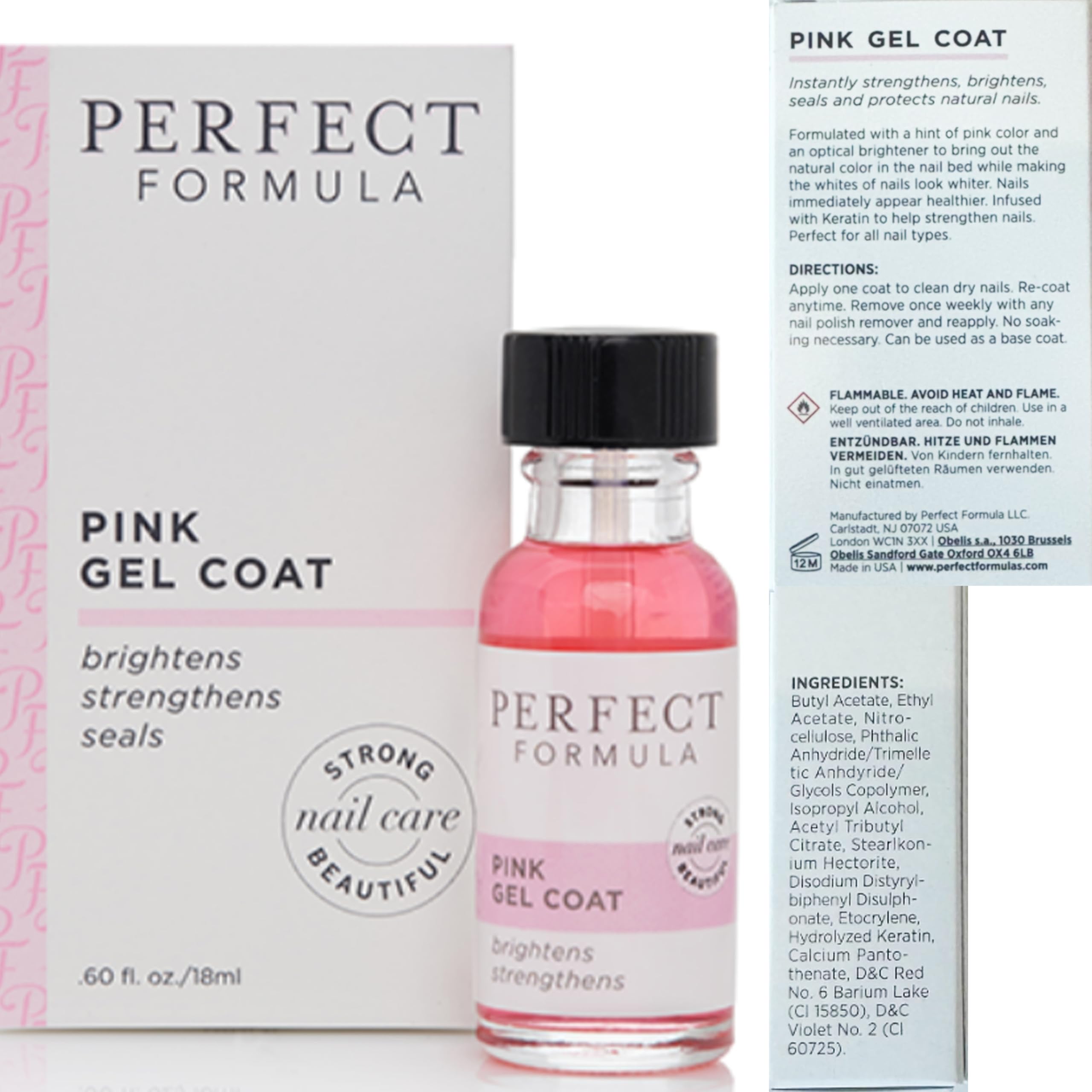 Packaging of Perfect Formula Pink Gel Coat 0.6 oz.