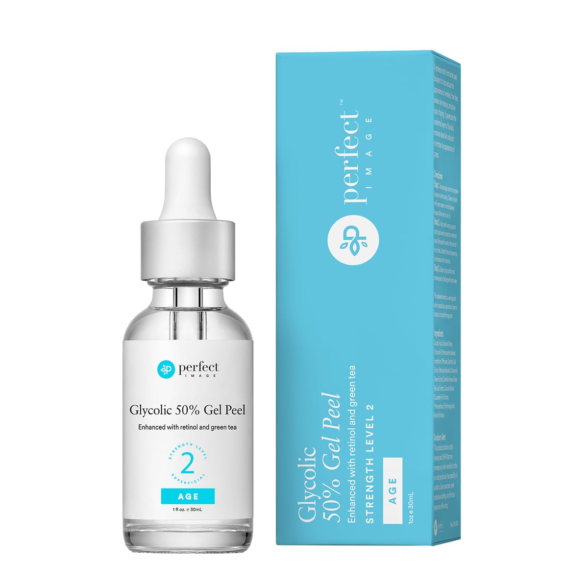 Perfect Image Glycolic 50% Gel Peel bottle shows potent exfoliation for smoother skin.