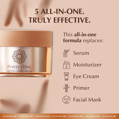 PERFECT ONE Firming Face Cream eye-area application demonstrates gentle, cohesive care.