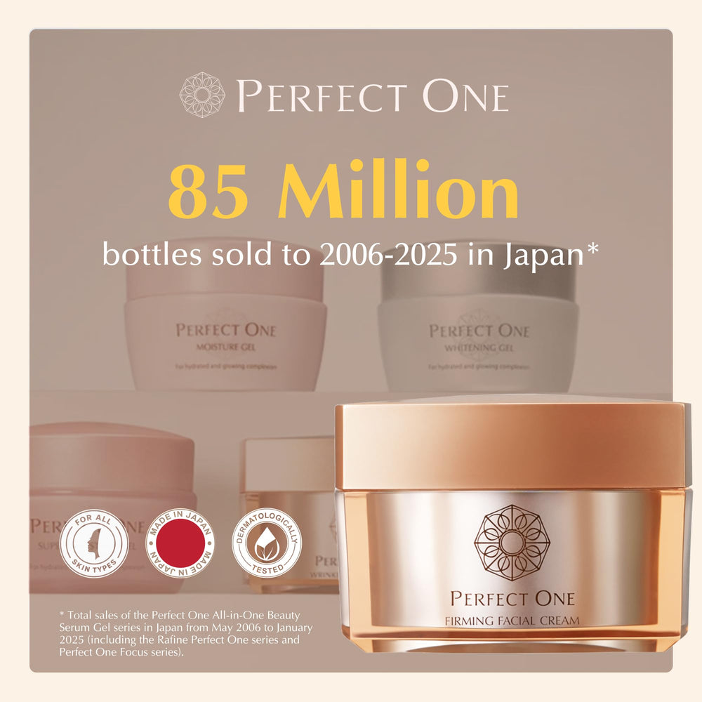 PERFECT ONE Firming Face Cream applied on neck illustrates all-in-one care.