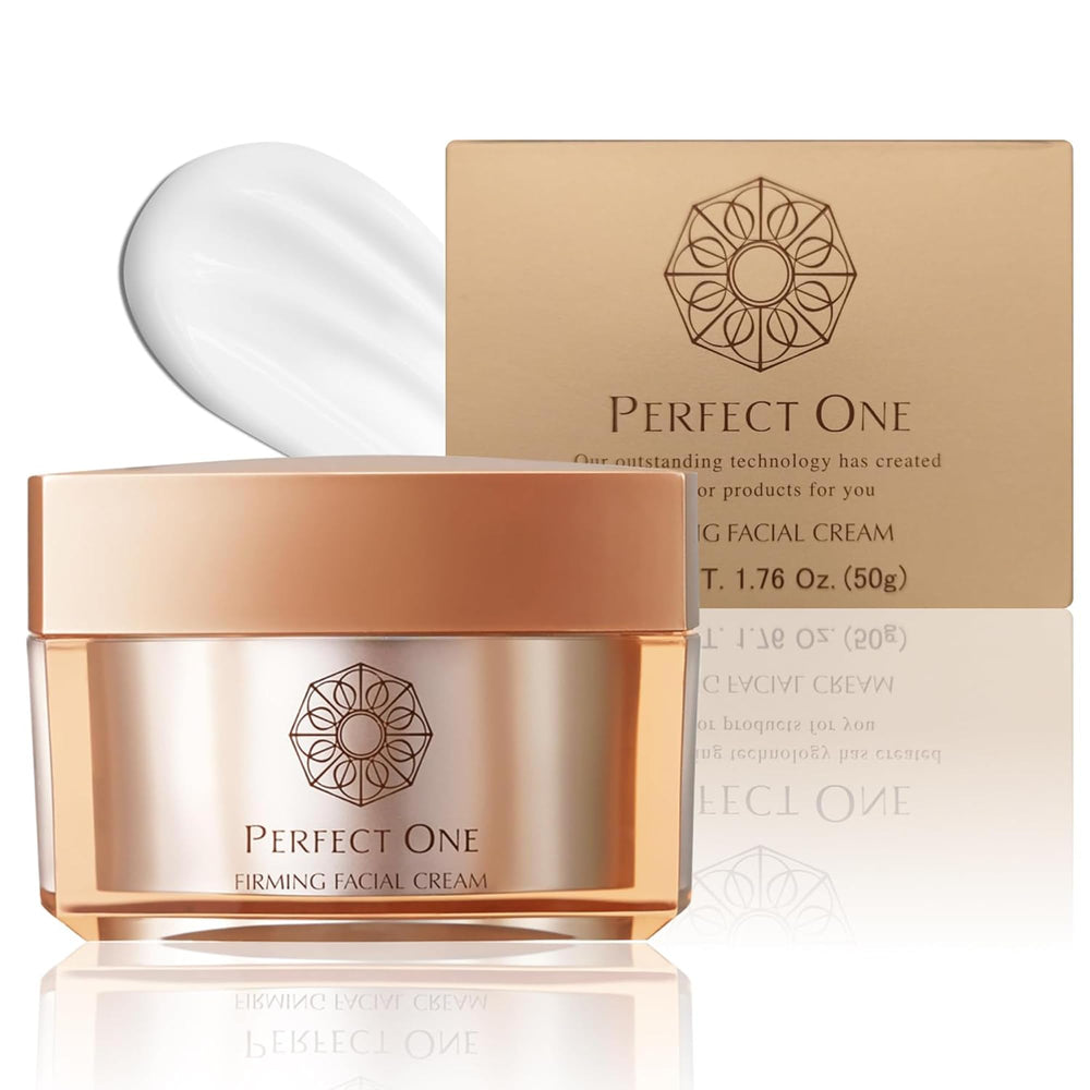 PERFECT ONE Firming Face Cream tube closeup showing silky, hydrating texture.