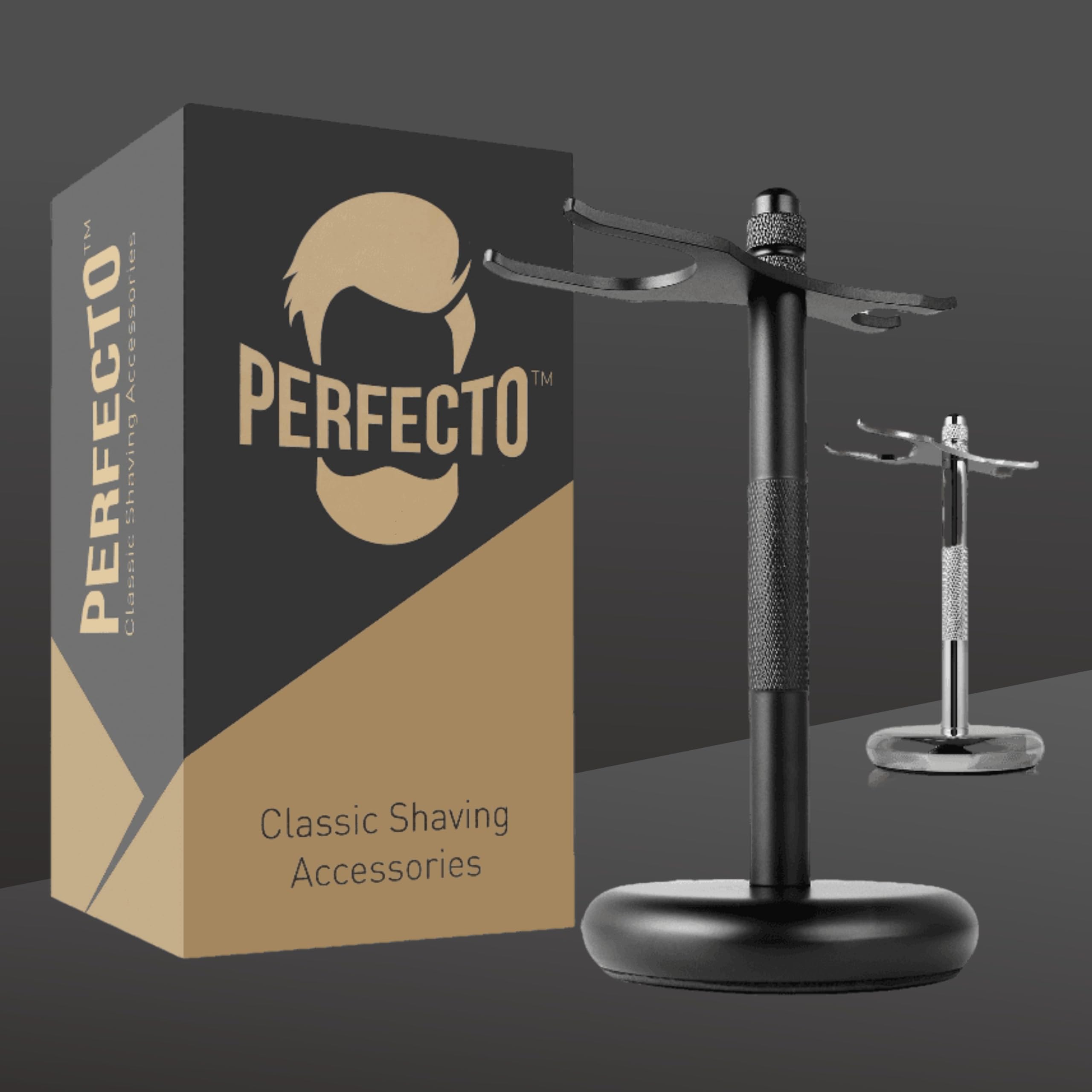 Perfecto Deluxe black razor stand gift-ready packaging ideal for gifting