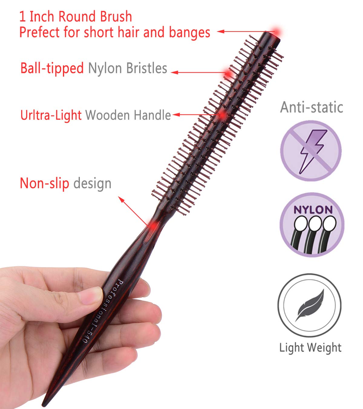 PERFEHAIR short-hair drying brush in action for volume and curl