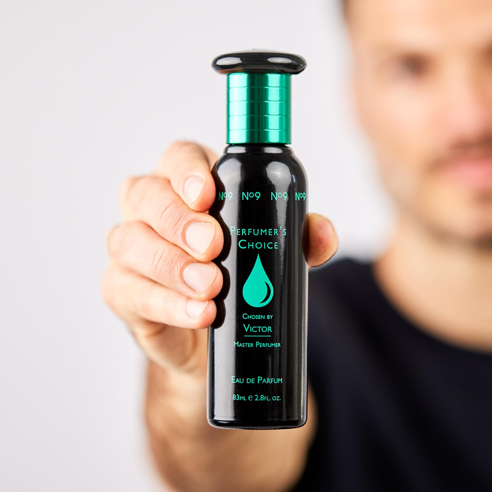 Perfumer's Choice No 9 Victor spray application demonstrates easy wear.