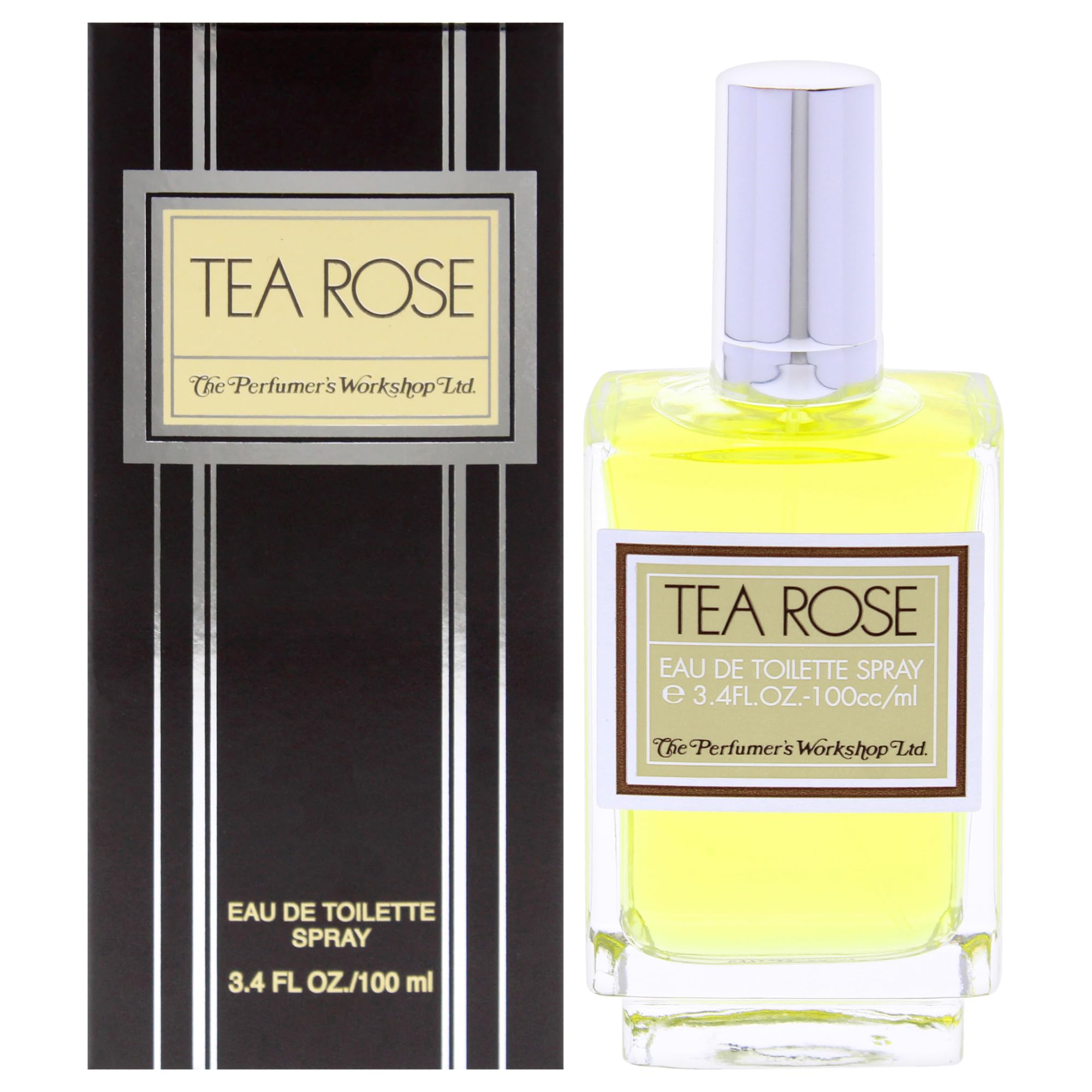 Perfumer's Workshop Tea Rose bottle front view, epitomizing timeless floral elegance for daily wear.