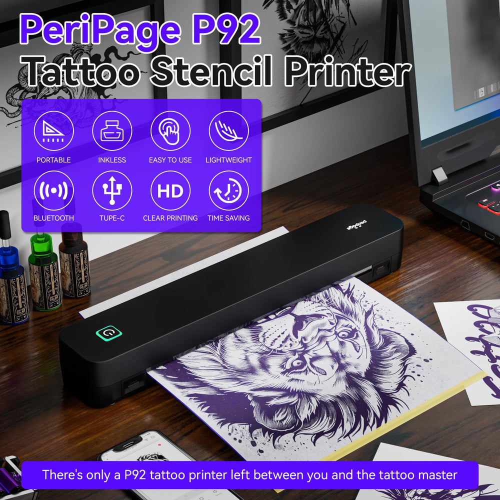 PeriPage P92 2600mAh battery powers long intervals of stencil work