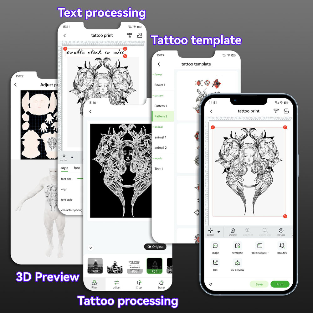 PeriPage P92 compact-size device fits in a bag for portable tattoo workflow