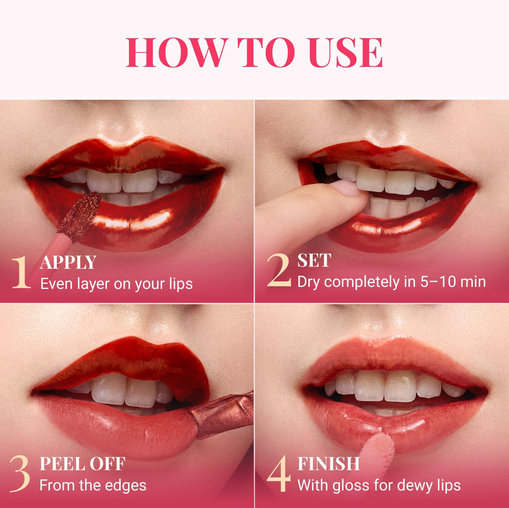 Peripera Ink Peel Off Lip Stain builds from subtle to bold.