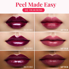 Peripera Ink Peel Off Lip Stain peel-off removal shown with no residue.
