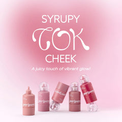 Peripera Syrupy Tok Cheek 01 Light Peach swirl shows blendable moisture for rosy cheeks.
