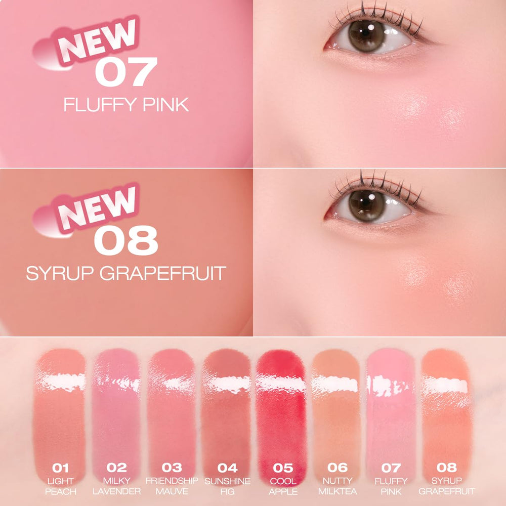 Peripera Syrupy Tok Cheek close-up texture reveals syrupy consistency for radiant cheeks.