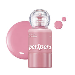 Peripera Syrupy Tok Cheek glow bottle shows dewy blush finish for radiant skin.