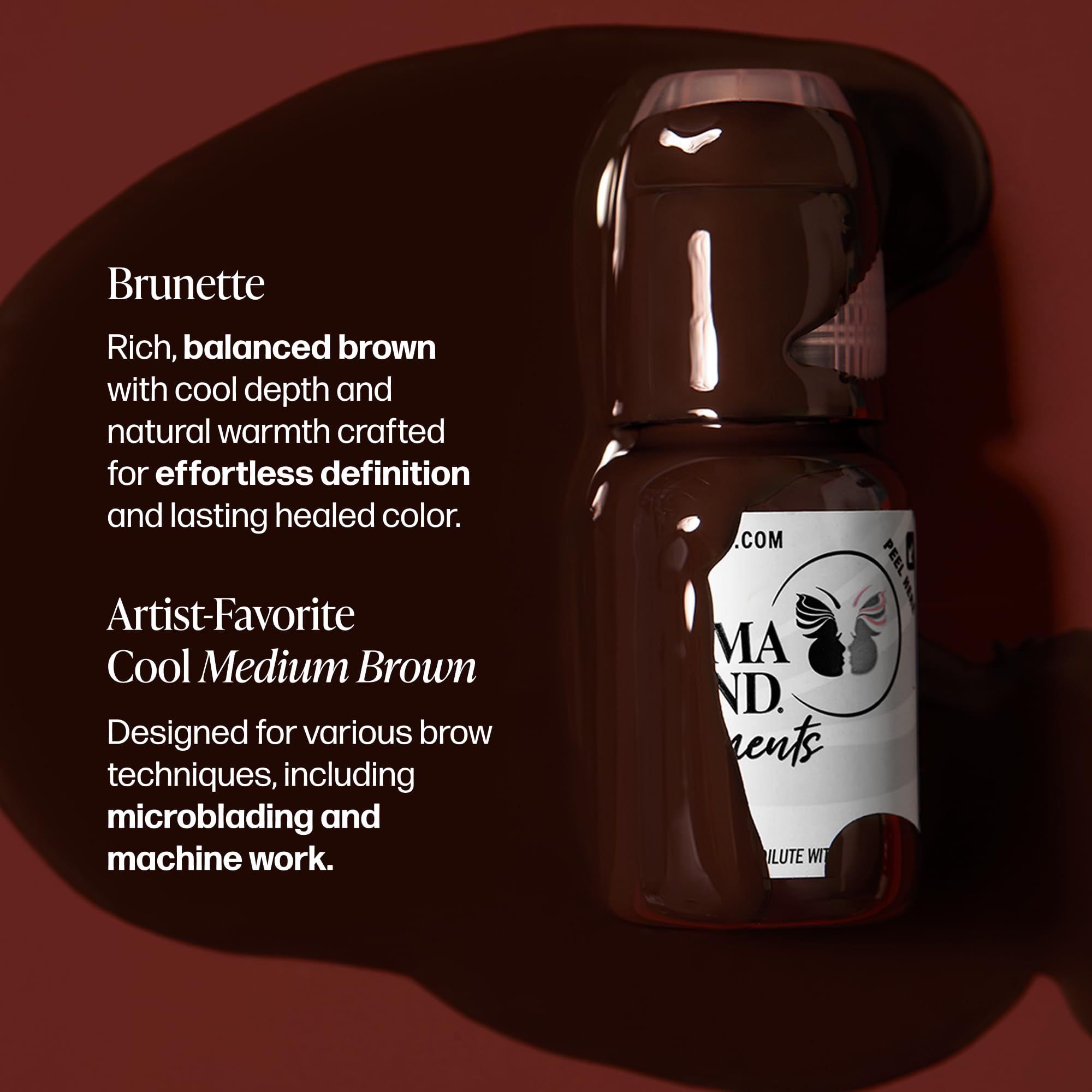Perma Blend Brunette brow tattoo application; ideal for precise microblading of natural-looking brows.