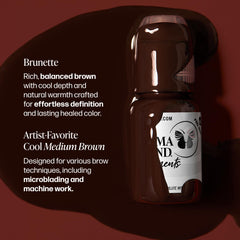 Perma Blend Brunette brow tattoo application; ideal for precise microblading of natural-looking brows.