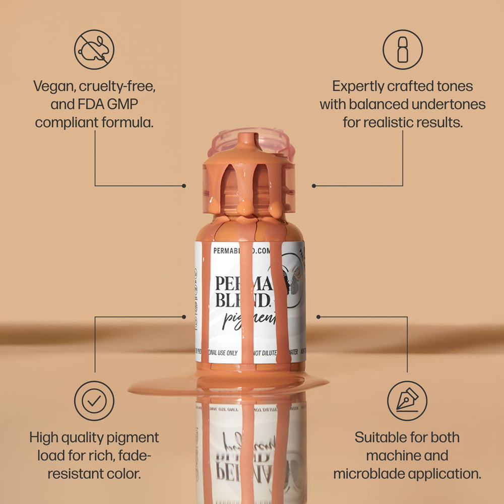 Perma Blend Brunette high-density load cap; supports consistent color delivery during applications.