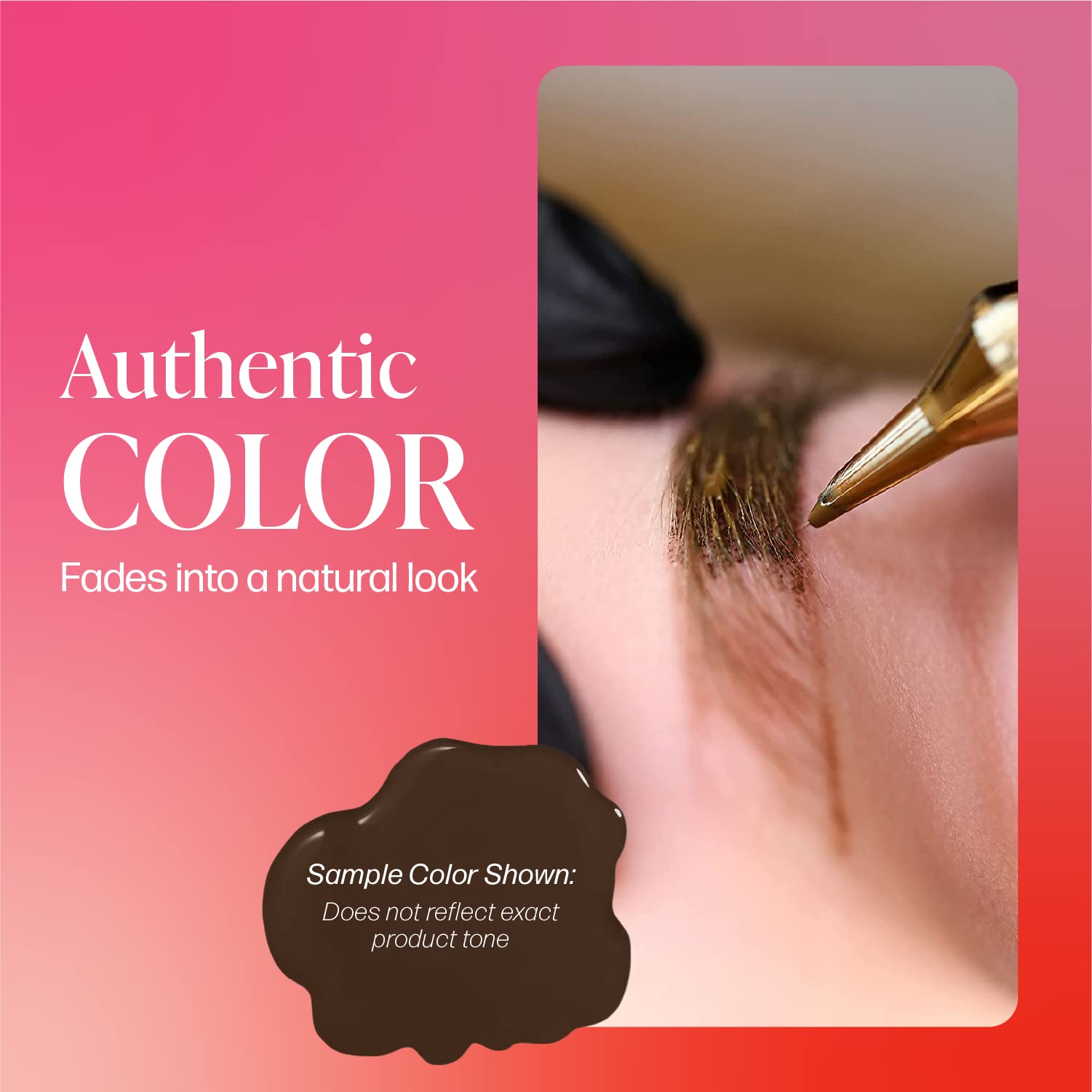 Perma Blend Forest Brown skin swatches illustrate neutral medium brown shade for permanent makeup