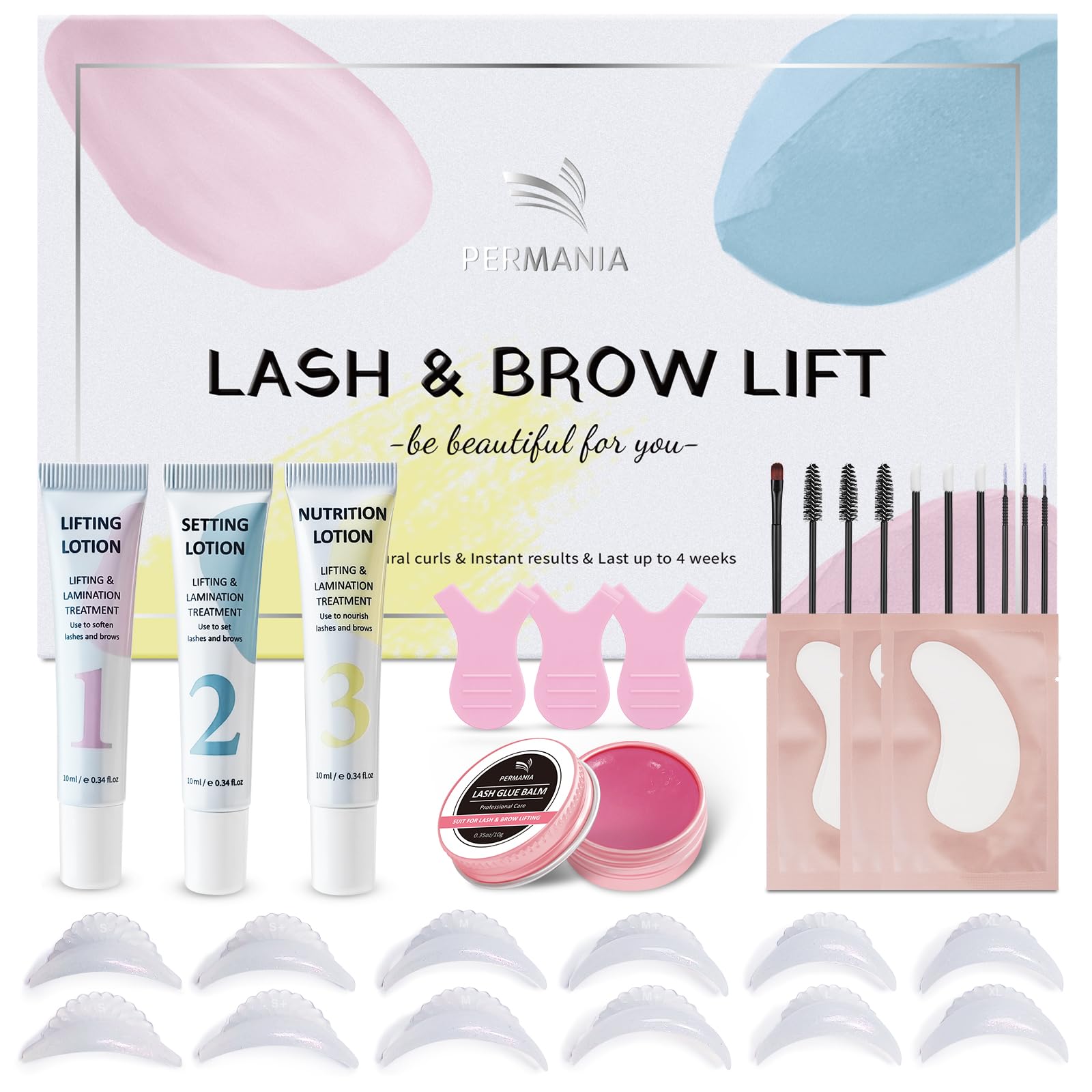 PERMANIA Korean lash lift kit tube-design precisely applies product for mess-free lashes at home.