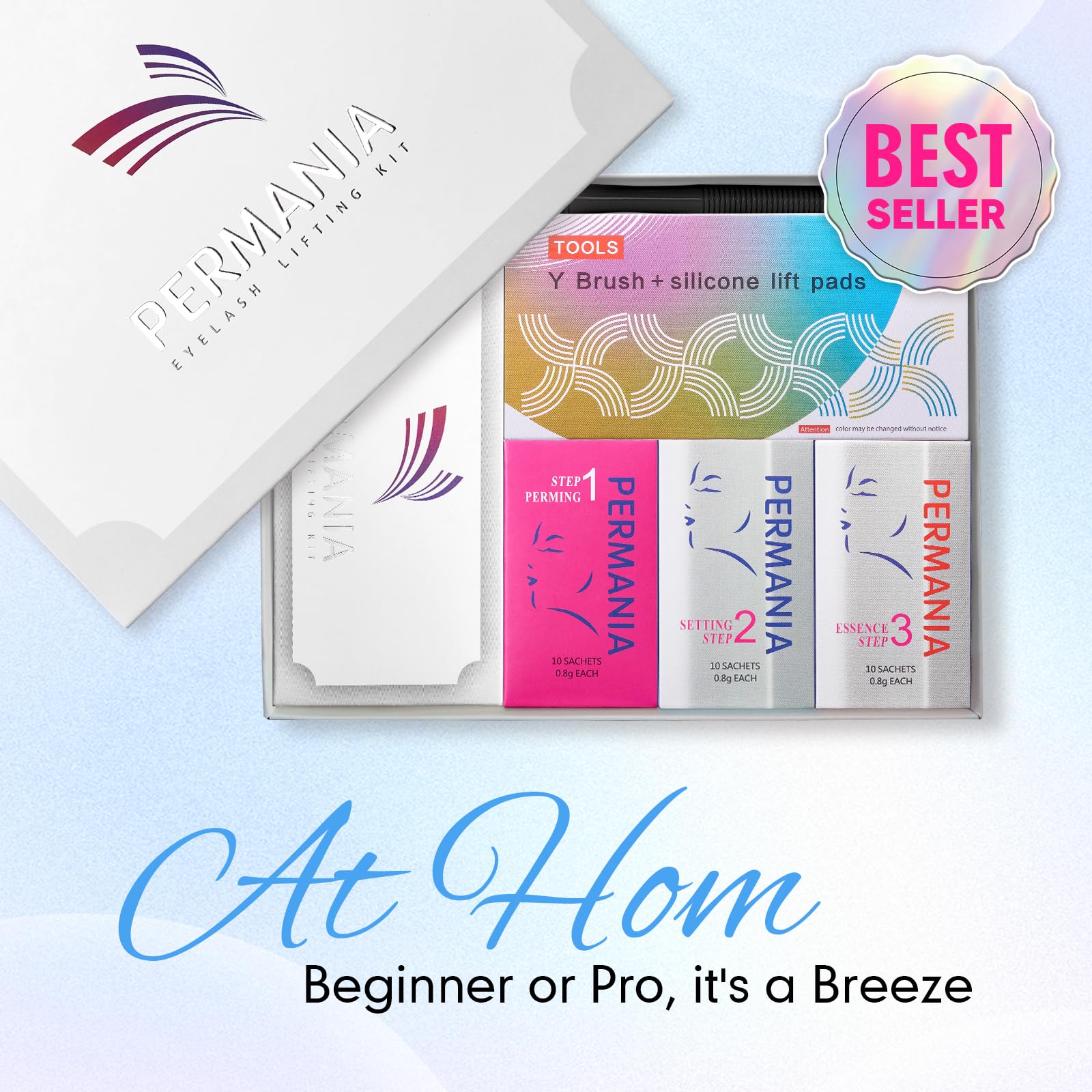 PERMANIA lash lift kit close-up shows long-lasting curl potential.