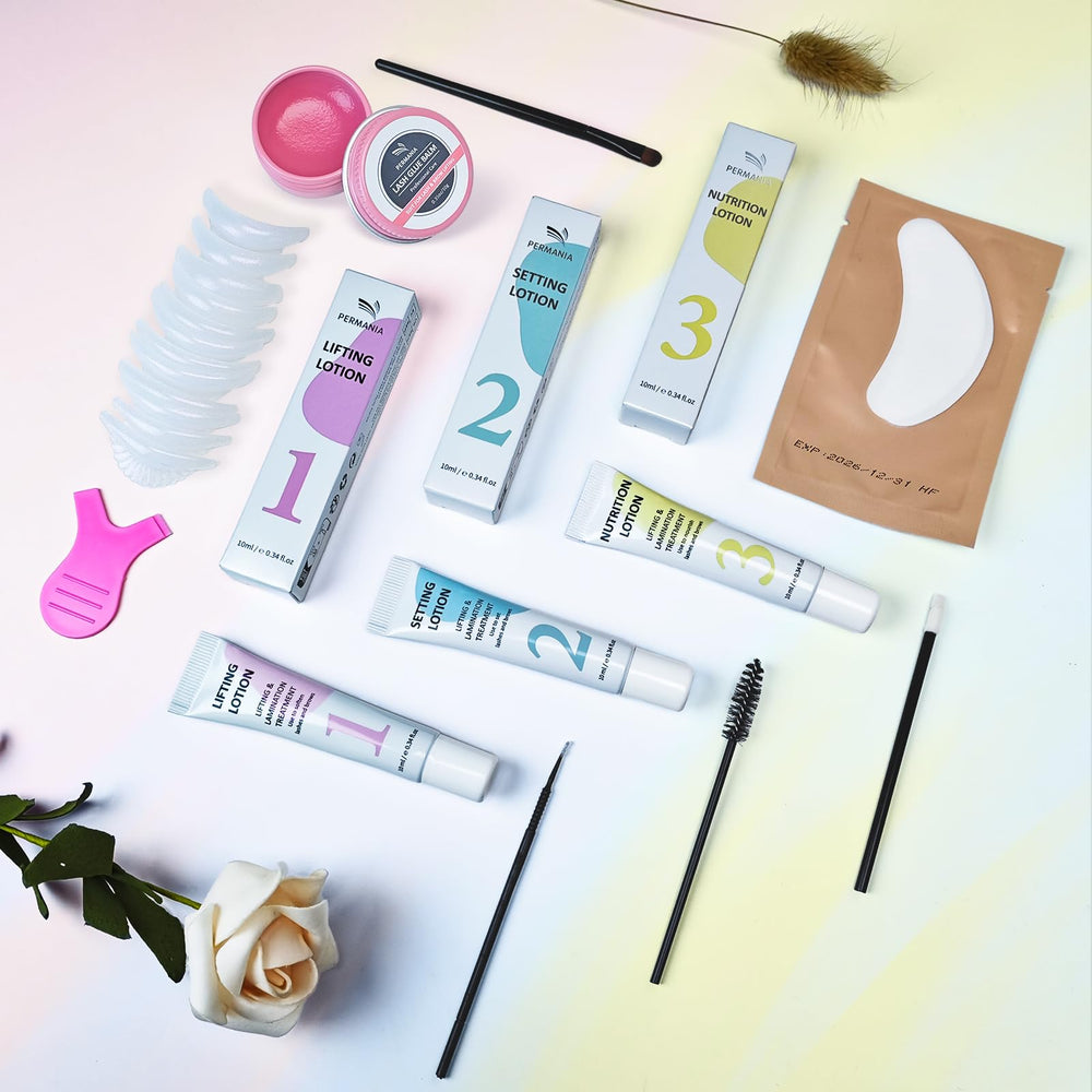 PERMANIA tube design and included tools support precise, mess-free brow and lash treatments.