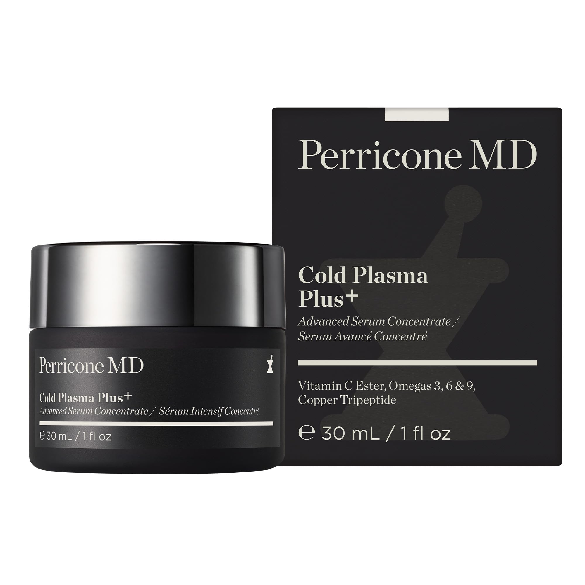 Perricone MD Cold Plasma Plus Advanced Serum concentrate application reveals improved texture and firmness