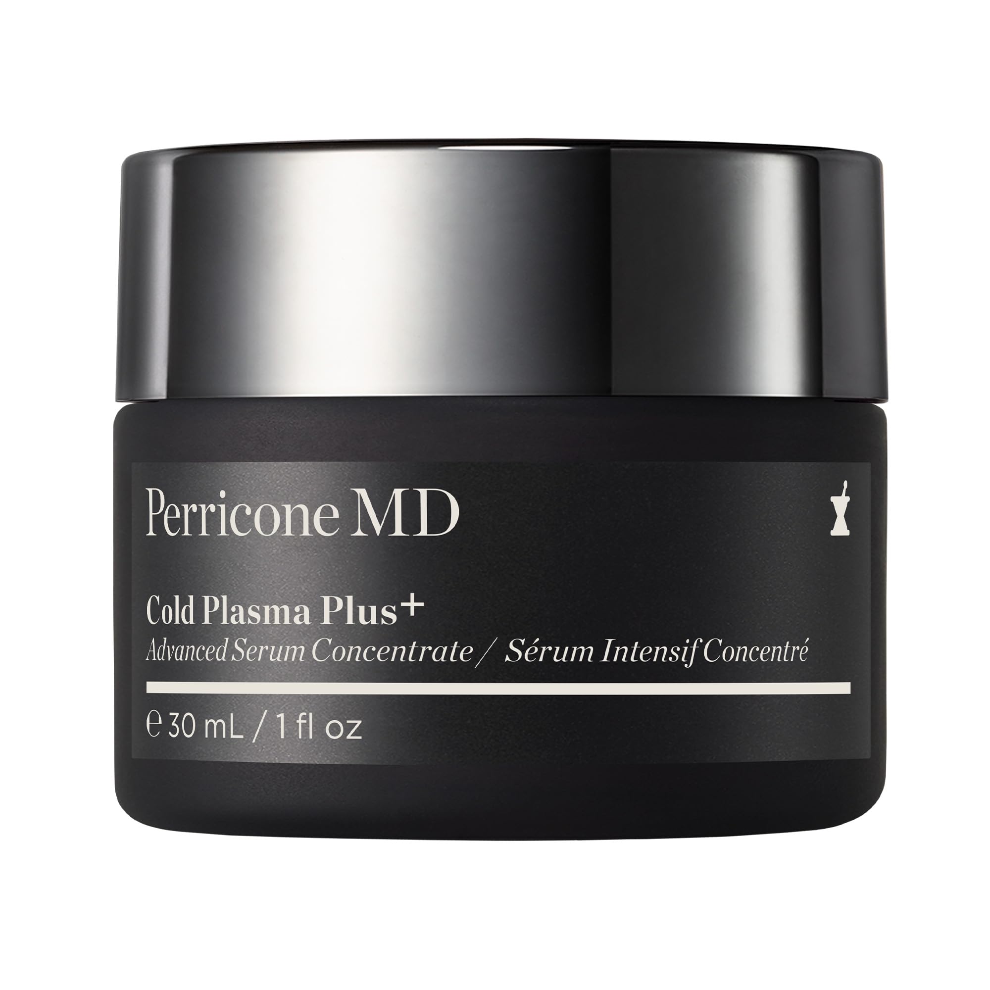 Perricone MD Cold Plasma Plus Advanced Serum Concentrate bottle enhances radiance with lightweight hydration