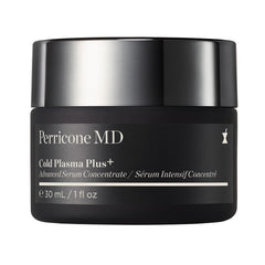Perricone MD Cold Plasma Plus Advanced Serum Concentrate bottle enhances radiance with lightweight hydration