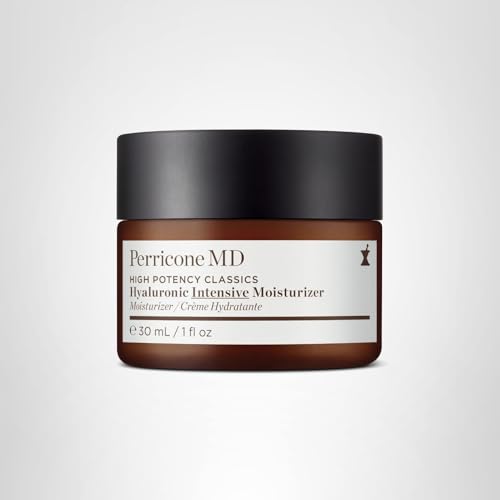 Perricone MD Hyaluronic Intensive Moisturizer packaging close-up emphasizes premium branding.
