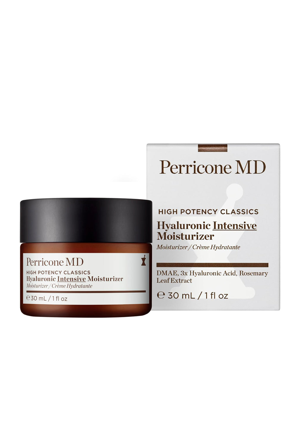 Perricone MD Hyaluronic Intensive Moisturizer texture close-up highlights smooth, dewy skin.