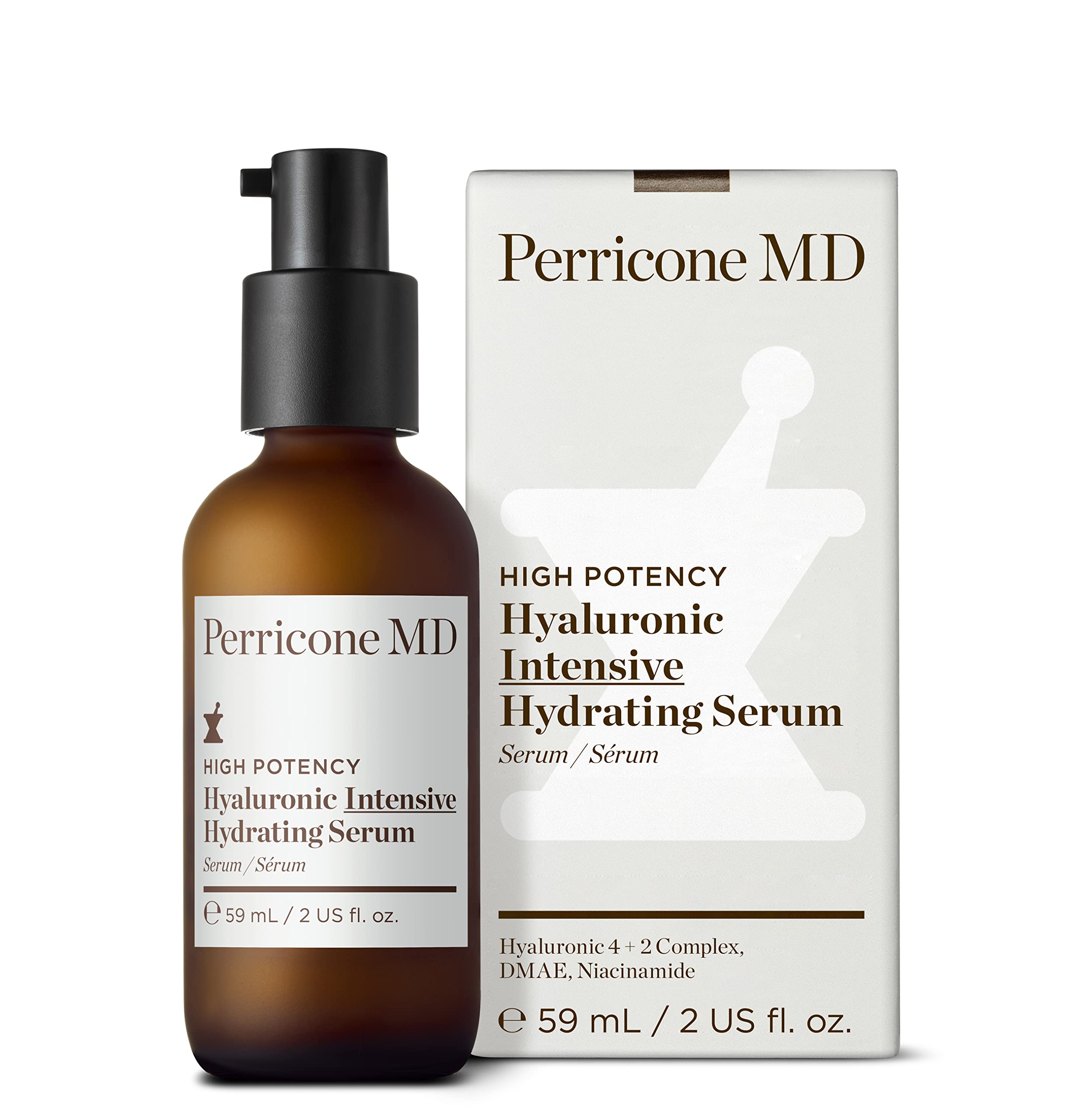 Perricone MD hyaluronic serum dispensing pump enables even application and long lasting moisture.