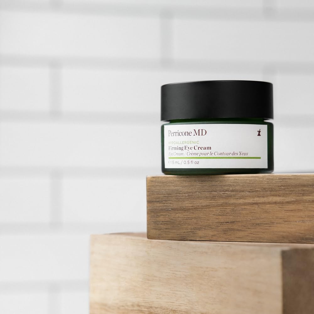Perricone MD hypoallergenic eye-cream jar-closeup highlights moisturizing, replenishing texture for dry eye areas.