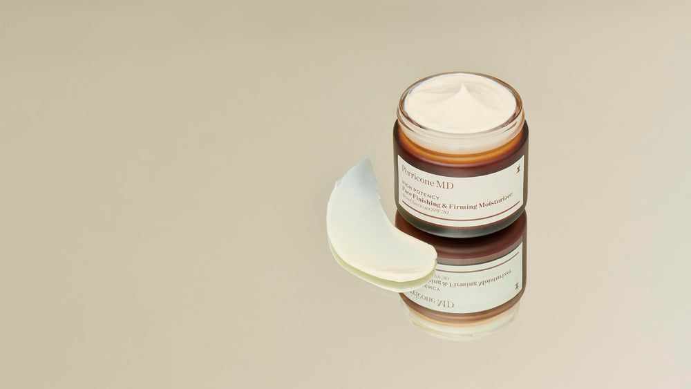 Perricone MD moisturizer texture close-up showing silky finish.