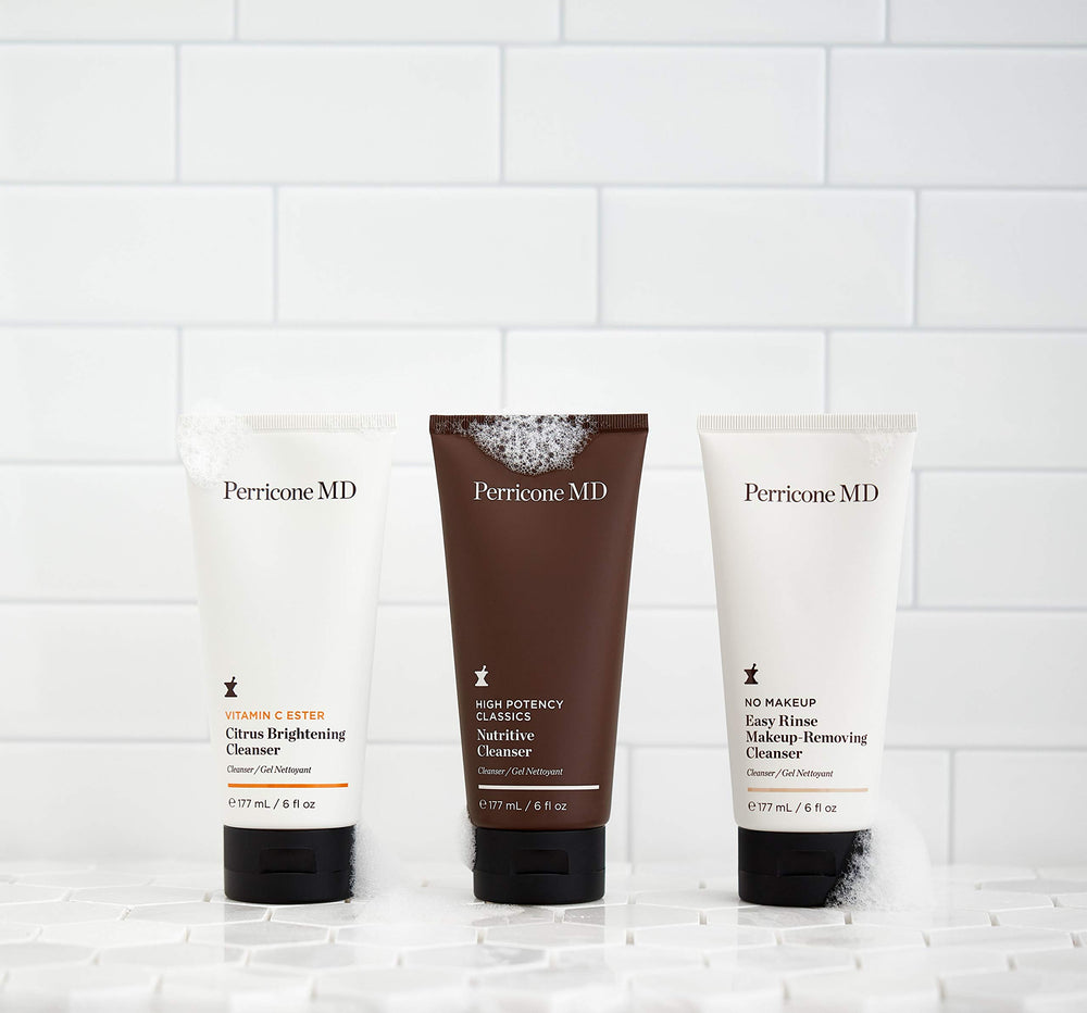 Perricone MD Nutritive Cleanser dry skin closeup prepping.