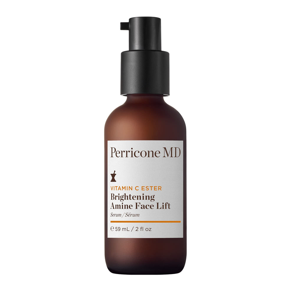 Perricone MD Vitamin C Ester Brightening Amine bottle promotes radiant, even-toned skin.
