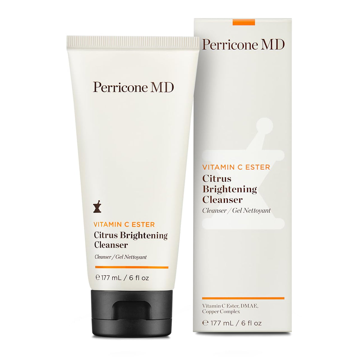Perricone MD Vitamin C Ester Citrus Brightening Cleanser bottle highlighting brightening cleanse