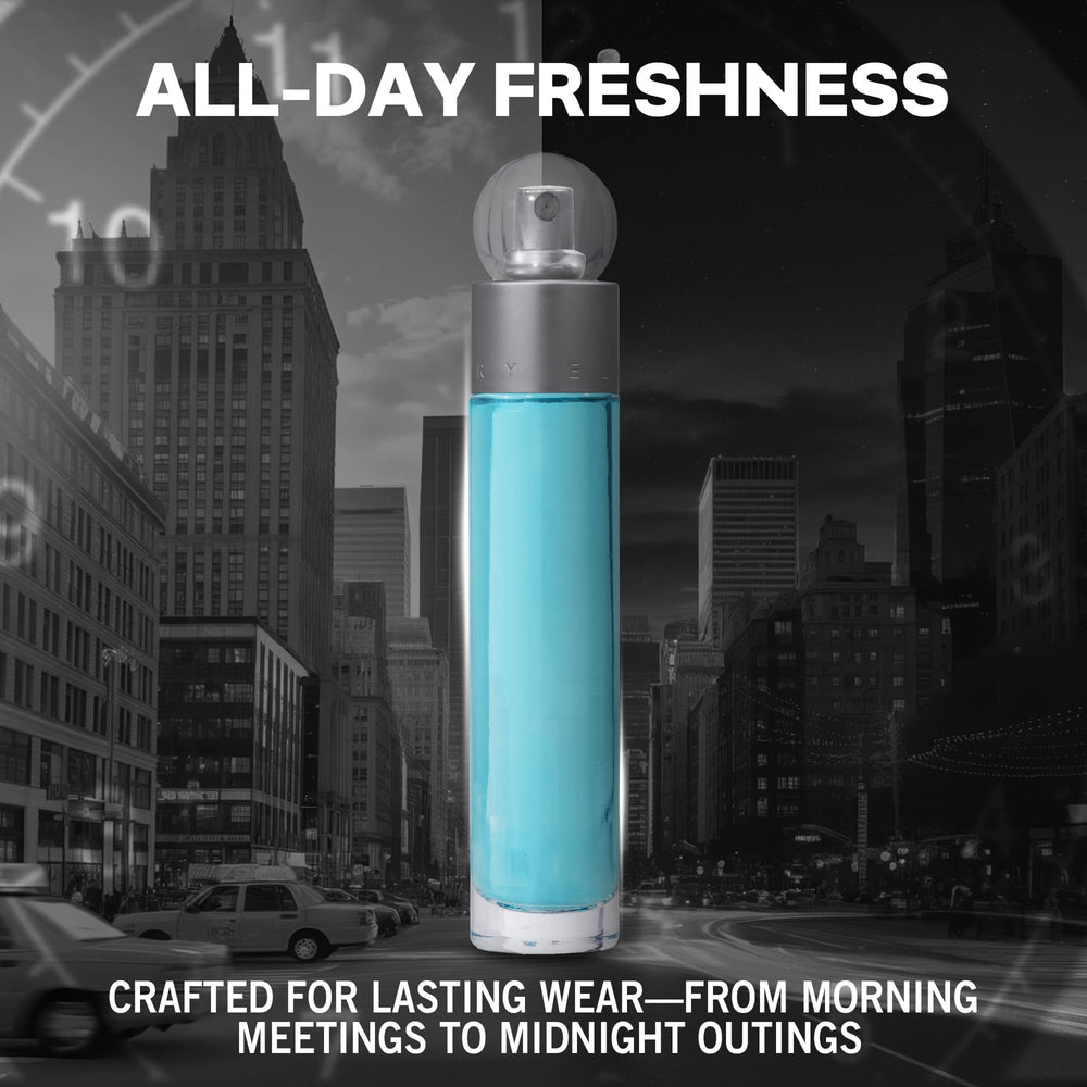 Perry Ellis 360° bergamot note image highlights crisp daytime confidence.