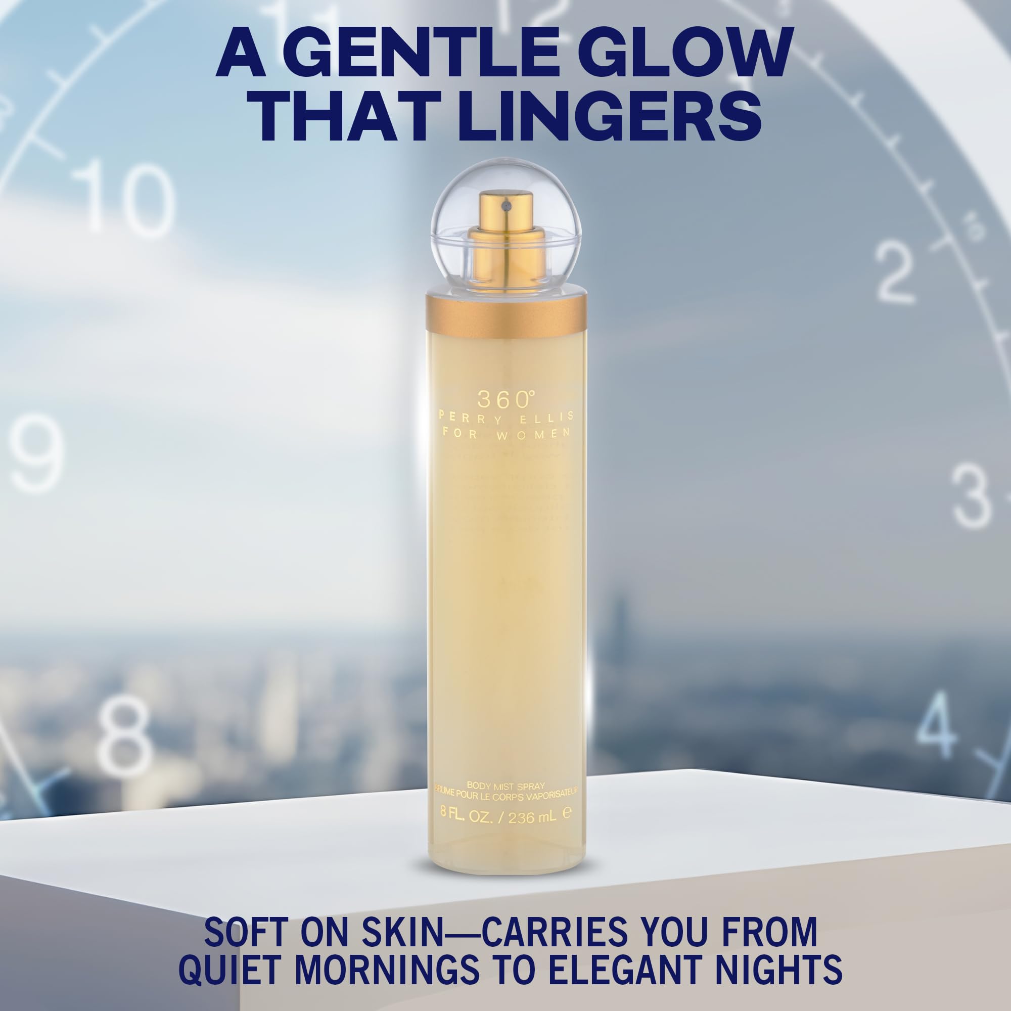 Perry Ellis 360 body spray base-notes provide lasting warmth for evening occasions