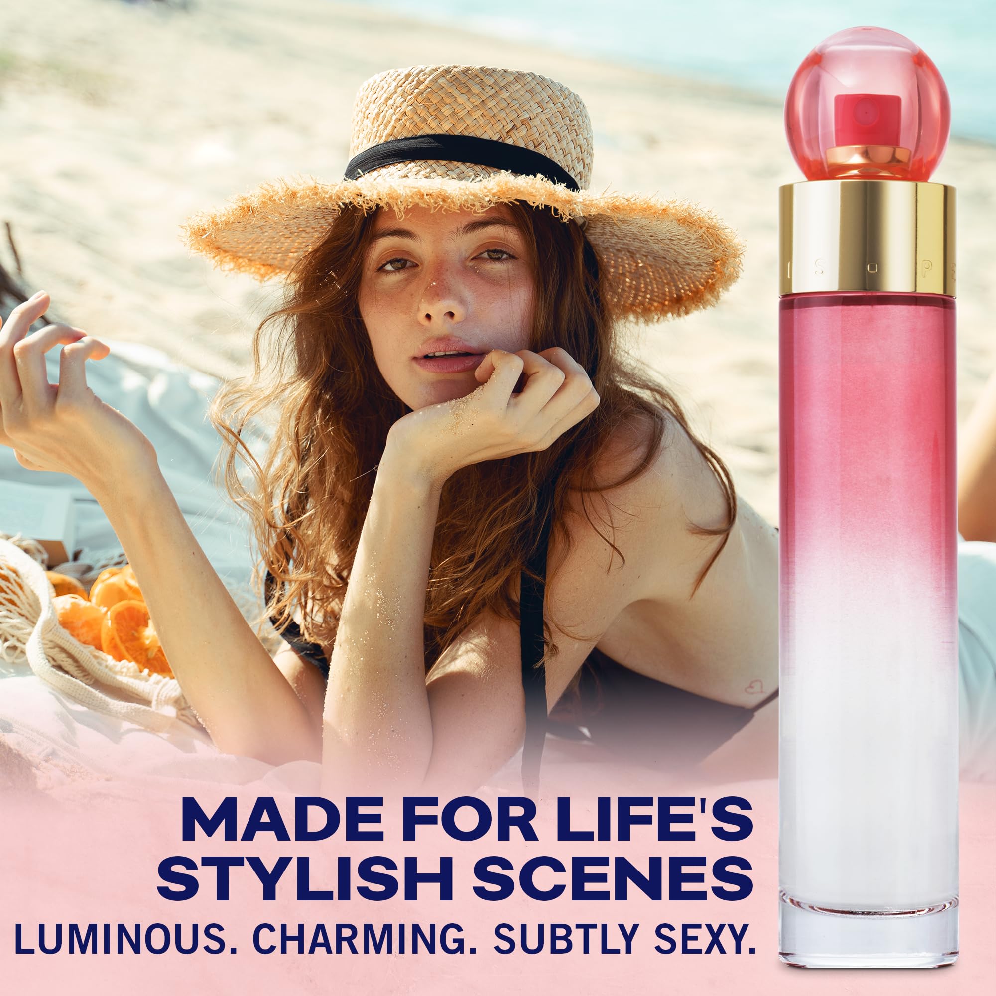 Perry Ellis 360 Coral floral heart close-up features jasmine and peony for feminine sophistication.