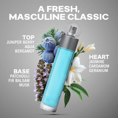 Perry Ellis 360° bottle top view shows fresh bergamot opening for energizing mornings.