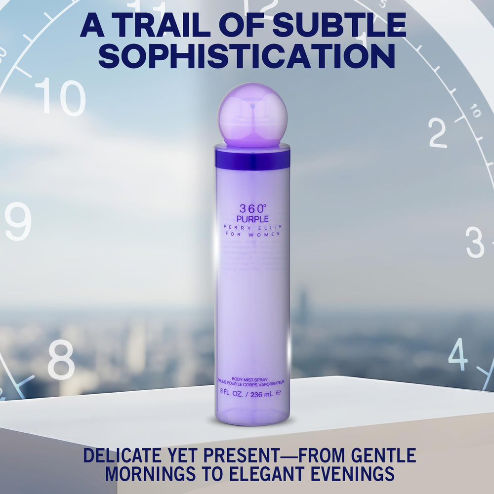 Perry Ellis 360 Purple cap detail showcases sleek design and premium packaging.