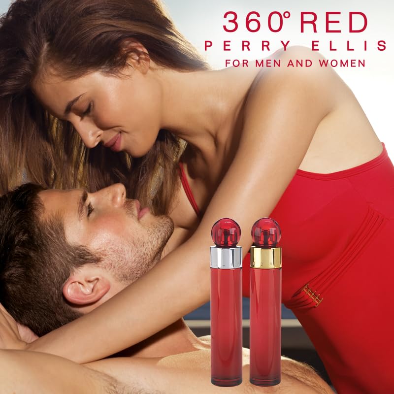 Perry Ellis 360° Red bottle back label for long-lasting confidence and versatility